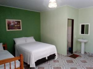 Camera verde con 2 letti e lavandino di Pousada Da Mata a Pirenópolis Altre 18 foto