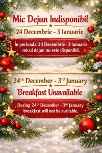 Un volante para una fiesta de Navidad con un árbol de Navidad en Hotel Casa Muntenească Alessandro, en Piteşti