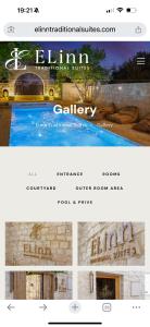 a collage of three pictures of a building at ELINN traditional suits in Kathikas