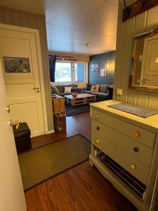Una sala de estar con una cómoda y una sala de estar. en Storehorn Apartments Hemsedal, en Hemsedal 34 fotos más