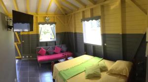 Et tv og/eller underholdning på Studio avec piscine privée à Sainte-Rose, 45 m²