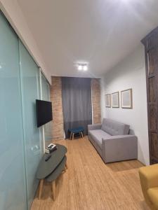 ein Wohnzimmer mit Sofa und Fernseher in der Unterkunft Modern & Cozy flat in Center Granada in Granada