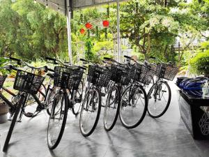 a group of bikes lined up in a row at Heartfelt Hideaway 2 in Ninh Binh