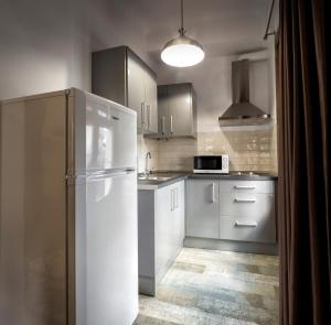 a kitchen with stainless steel appliances and a refrigerator at Monteftur in Montefrío