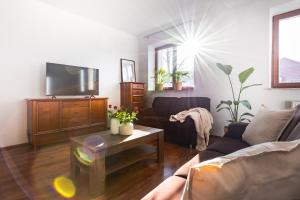 un soggiorno con un divano e una TV di ANTA Salt Mine a Wieliczka