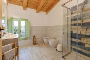 een badkamer met een douche, een toilet en een wastafel bij Italian Experience-Zena Suite in San Paolo di Iesi +36 foto's