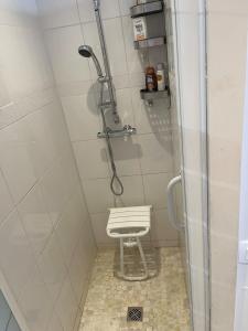 Et badeværelse på Appartement avec jolie vue et jardin privatif