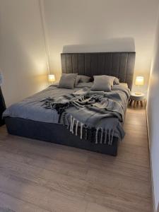 En eller flere senge i et værelse på Cozy Center Apartment
