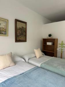 twee bedden naast elkaar in een kamer bij Apartamento La Constitución in Luque