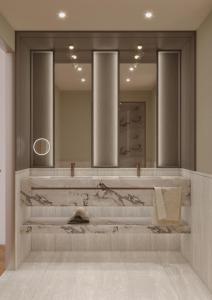 フィレンツェにあるPalazzo Firenze by Baglioni Hotels & Resortsのバスルーム(大きなバスタブ、大きな鏡付)