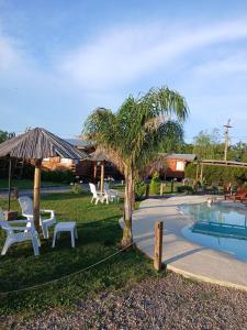 un resort con una palma e una piscina di Cabañas Punta Arena a San Pedro Altre 24 foto