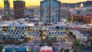 an aerial view of a city at night at Rock n Roll by AvantStay Vibey 2BDR in Prime Hollywood Steps to Attractions in Los Angeles