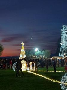 a group of people standing around a christmas tree at BETULLA BIANCA in Bardolino