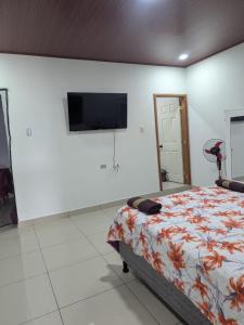 Ένα ή περισσότερα κρεβάτια σε δωμάτιο στο Hermoso apartamento Residencial miraflores