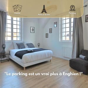 Postel nebo postele na pokoji v ubytování SC6 - Studio familial - Enghien gare - Lac & centre ville à pied