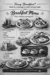 an old ad for a breakfast menu of food at High Tree - Macclesfield - Near AZ, Rail & Peaks in Macclesfield