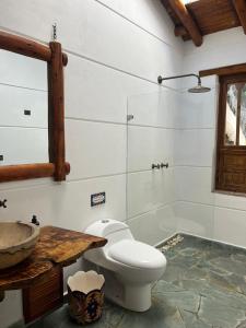un bagno con un water e un lavandino di Hacienda La Armenia, Hotel Campestre BnB en Sopó a Sopo Altre 94 foto