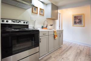 een keuken met een fornuis en een spoelbak bij Mariposa Coral Home for 4 in Kerrville