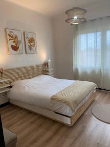 a bedroom with a large bed and a window at Le Saint Symphorien 4 in Longeville-lès-Metz