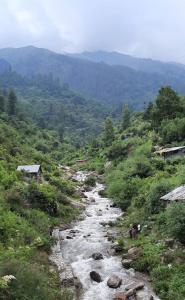 a river in the middle of a valley at Hill Ice Guesthouse in Tosh