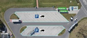 an overhead view of roofs of a parking lot at Roatel Emden A31 my-roatel-com in Emden +6 photos