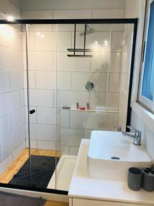 Et badeværelse på Blackstone Sands Resort Bilene