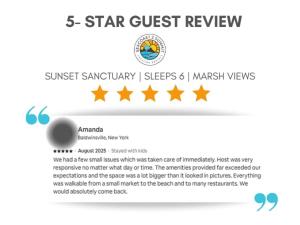 a screenshot of the star guest review website at Sunset Sanctuary Steps to Beach Marsh Views in Hampton