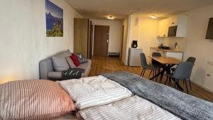 Køkken eller tekøkken på AlpinLounge Scheidegg - Studio mit Wellness und Bergblick