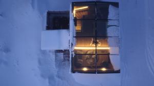 an open window of a building with lights in it at Levi Lapland Luxury Igloos D in Levi