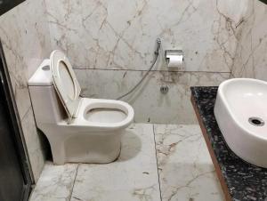 a bathroom with a toilet and a sink at Hotel Ravi Residency in Jalandhar