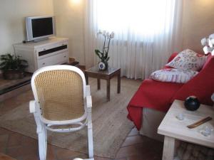 PiloñaにあるLas Casitas de Vallesのリビングルーム(ソファ、椅子、テレビ付)