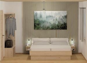 Postel nebo postele na pokoji v ubytování Ferienhaus Dresselbach - Wohnung 02 "Tannenwaldblick" in Schluchsee für 6 Personen