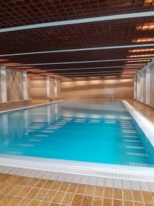 a large indoor swimming pool with blue water at Appartment with Spa in Vienna