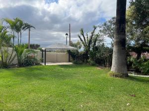 een witte tent in een tuin met een palmboom bij Humboldt Garden in La Orotava