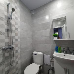 un bagno con wc, lavandino e doccia di Yantra Tower Studio Maya a Gabrovo