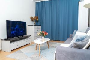 Et tv og/eller underholdning på Spacious 2 bedroom Apartment in Warsaw Centre, Fast Wi-Fi, Self Check In, Family & Work Friendly