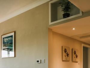 een kamer met een potplant op een muur bij Dovecote - Uk47887 in Keilour