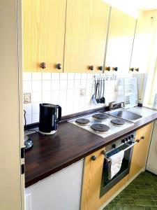 a kitchen with a stove and a sink at FeWo Alpsee Hornweg in Immenstadt im Allgäu