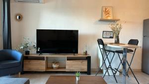 Μια τηλεόραση ή/και κέντρο ψυχαγωγίας στο Grasse ML - Comfortable Apartment, Wi-Fi Parking & Air Conditioning