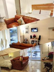 a collage of photos of a bedroom with a couch at CasaRA in Bari