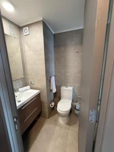 a bathroom with a toilet and a sink at Beautiful loft with ocean views in Reñaca in Viña del Mar +13 photos