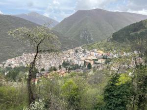 a view of a town in the mountains at i GERMÅNI REALI in Scanno