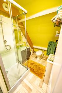 een badkamer met douche en toilet bij Chambres d'Hôtes chez Françoise et André in Merlimont +28 foto's