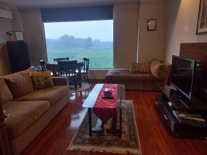 ein Wohnzimmer mit Sofa und Tisch in der Unterkunft Executive Studio Apartment Lahore in Lahore