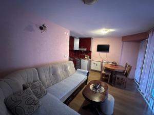 een woonkamer met een bank en een tafel bij Urban Apartmens 5 in Jošanička Banja
