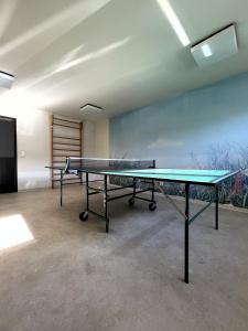 a ping pong table in an empty room at Haus Seeburg Appartement 2.6 - strandnah in Scharbeutz +51 photos