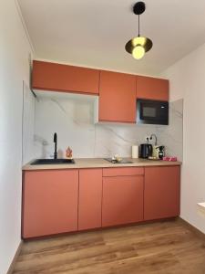 Køkken eller tekøkken på Cozy La Rocade apartment with free parking