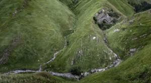 an aerial view of a mountain with a river at Casa Batit in Viscarret-Guerendiáin