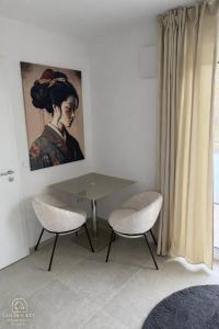 Posezení v ubytování Modernes Apartment mit Balkon und Tiefgarage Toplage Paderborn