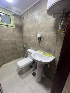 een badkamer met toilet en wastafel bij Middle East pyramids veiw &spa in Caïro